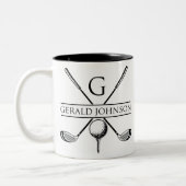 Golf Design Monogram Sjabloon Tweekleurige Koffiemok (Links)