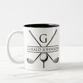 Golf Design Monogram Sjabloon Tweekleurige Koffiemok