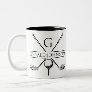 Golf Design Monogram Sjabloon Tweekleurige Koffiemok