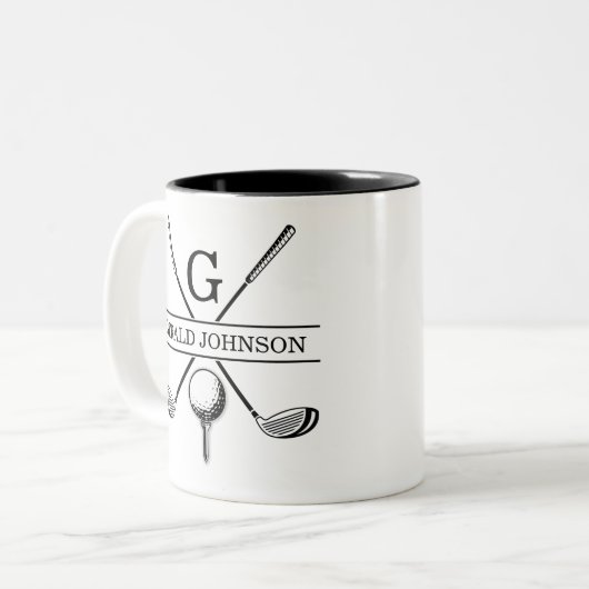 Golf Design Monogram Sjabloon tweetone koffie Mok (Voorkant links)