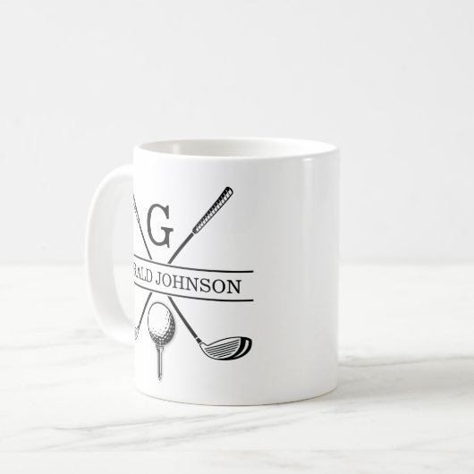 Golf Design Monogram Sjabloon tweetone koffie Mok (Voorkant links)
