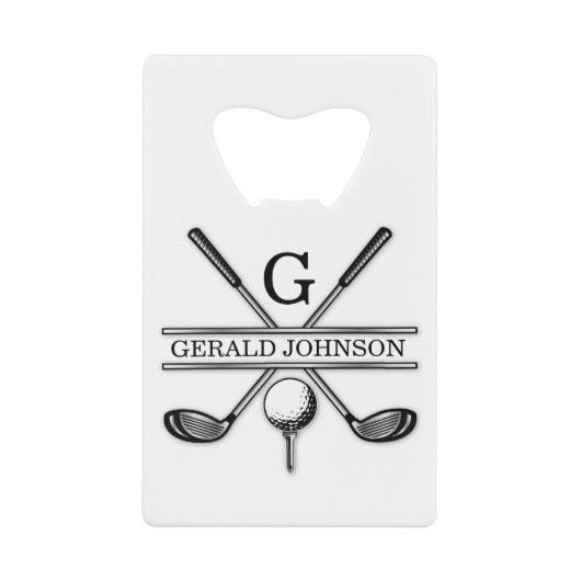 Golf Design Monogram Template Credit Card Bottle O Creditkaart Flessenopener (Voorkant)