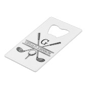 Golf Design Monogram Template Credit Card Bottle O Creditkaart Flessenopener (Voorkant Gekanteld)