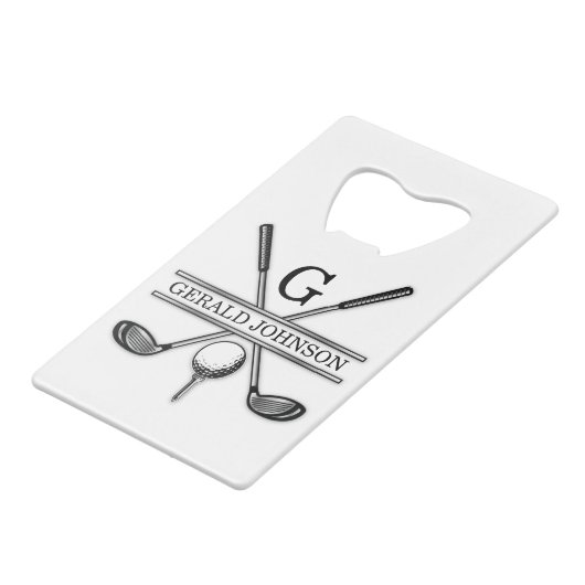 Golf Design Monogram Template Credit Card Bottle O Creditkaart Flessenopener (Voorkant Gekanteld)