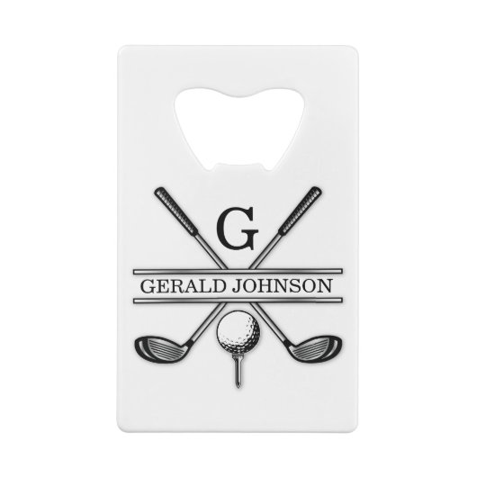 Golf Design Monogram Template Credit Card Bottle O Creditkaart Flessenopener (Achterkant)