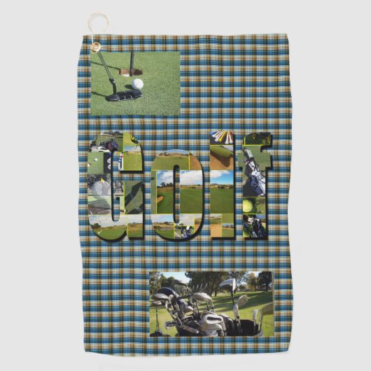 Golf design on Green Tartan, Golfhanddoek (Voorkant)