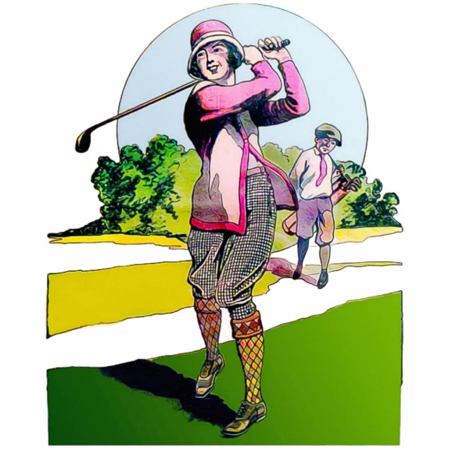 Golf Desk Sculpture 1920 voor vrouwen Staand Fotobeeldje (Voorkant)