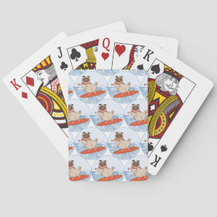 Golf die een gelukkige doornhaai op een surfbordsj pokerkaarten