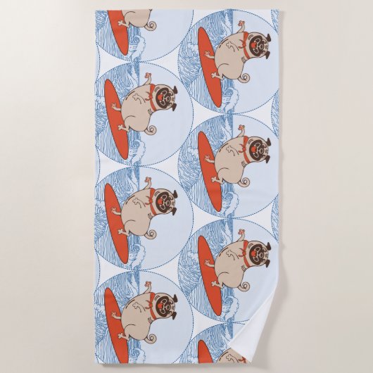 Golf die een gelukkige doornhaai op een surfbordsj strandlaken (Voorkant)