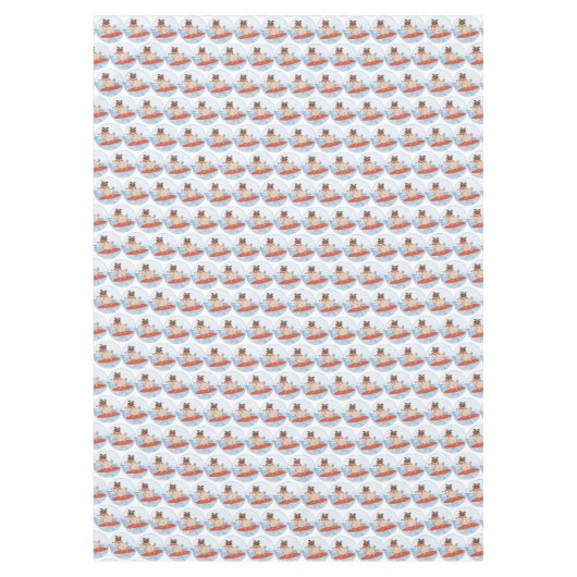 Golf die een gelukkige doornhaai op een surfbordsj tafelkleed (Voorkant)