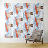 Golf die een gelukkige doornhaai op een surfbordsj wandkleed (In Situ (horizontaal))