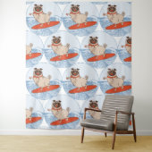 Golf die een gelukkige doornhaai op een surfbordsj wandkleed (In situ)