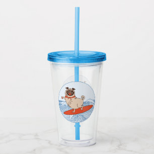 Golf die een gelukkige doornhaai op een surfplank acryl drinkbeker