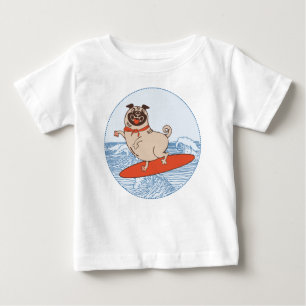 Golf die een gelukkige hond op het surfbord heeft
