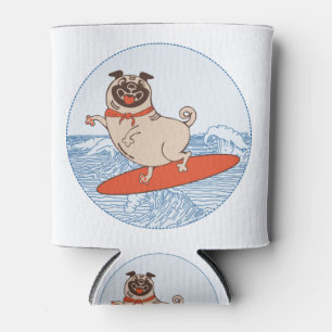Golf die een gelukkige hond op het surfbord heeft blikjeskoeler