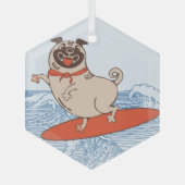 Golf die een gelukkige hond op het surfbord heeft glas ornament (Voorkant)