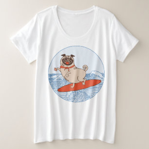 Golf die een gelukkige hond op het surfbord heeft grote maat t-shirt