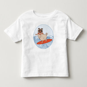 Golf die een gelukkige hond op het surfbord heeft kinder shirts