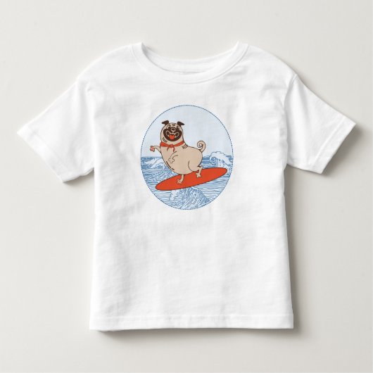 Golf die een gelukkige hond op het surfbord heeft kinder shirts (Voorkant)