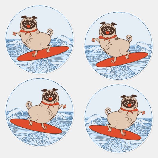 Golf die een gelukkige hond op het surfbord heeft labels (Groep)