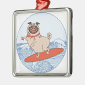 Golf die een gelukkige hond op het surfbord heeft metalen ornament (Links)