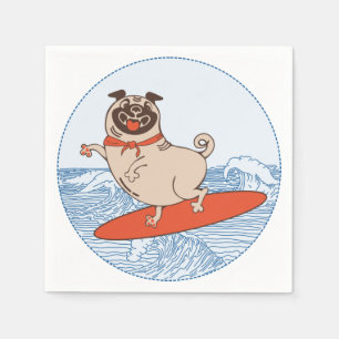 Golf die een gelukkige hond op het surfbord heeft servet