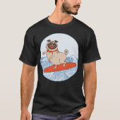 Golf die een gelukkige hond op het surfbord heeft t-shirt (Voorkant)
