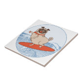 Golf die een gelukkige hond op het surfbord heeft tegeltje (Zijkant)