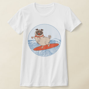 Golf die een gelukkige hond op surfboard T-Shirt h