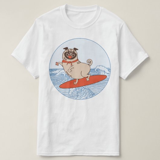 Golf die een gelukkige hond op surfboard T-Shirt h (Design voorkant)