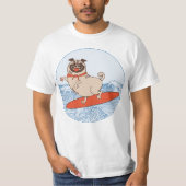 Golf die een gelukkige hond op surfboard T-Shirt h (Voorkant)