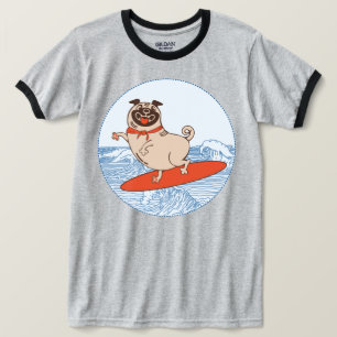 Golf die een gelukkige hond op surfboard T-Shirt h
