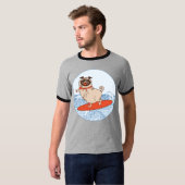 Golf die een gelukkige hond op surfboard T-Shirt h (Voorkant volledig)