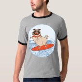 Golf die een gelukkige hond op surfboard T-Shirt h (Voorkant)