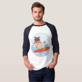 Golf die een gelukkige hond op surfboard T-Shirt h (Voorkant volledig)