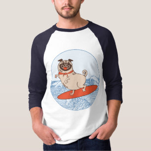Golf die een gelukkige hond op surfboard T-Shirt h