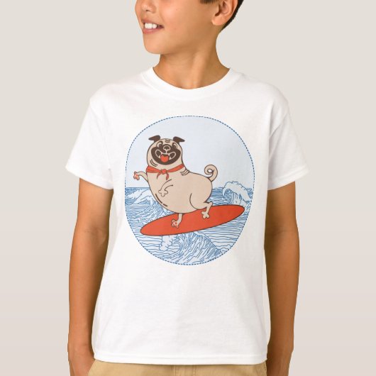 Golf die een gelukkige hond op surfboard T-Shirt h (Voorkant)