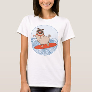 Golf die een gelukkige hond op surfboard T-Shirt h