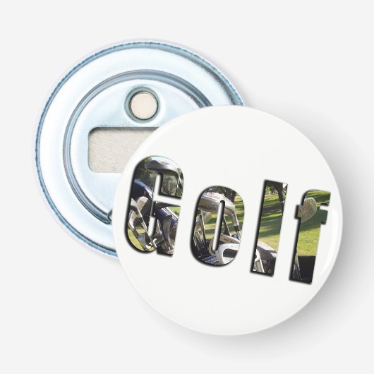 Golf Dimensional Logo, Magnetic Bottle Opener. Button Flesopener (Voorkant)