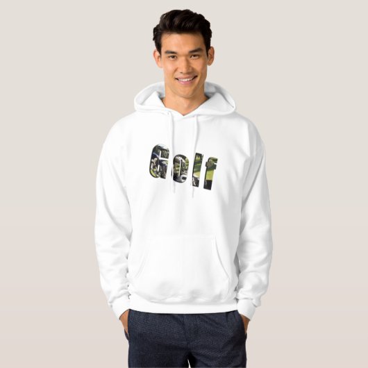 Golf Dimensional Logo, Mannen witte hoodie (Voorkant volledig)