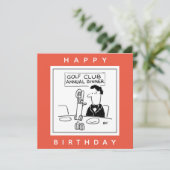 Golf Dinner heeft Cutlery in Golf Trolley Cartoon Kaart (Staand voorkant)