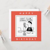 Golf Dinner heeft Cutlery in Golf Trolley Cartoon Kaart (Voorkant / Achterkant in situ)