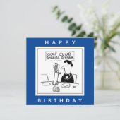 Golf Dinner heeft Cutlery in Golf Trolley Cartoon Kaart (Staand voorkant)