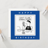 Golf Dinner heeft Cutlery in Golf Trolley Cartoon Kaart (Voorkant / Achterkant in situ)