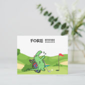Golf Dinosaur golfende roep om grappige golfer Briefkaart (Staand voorkant)