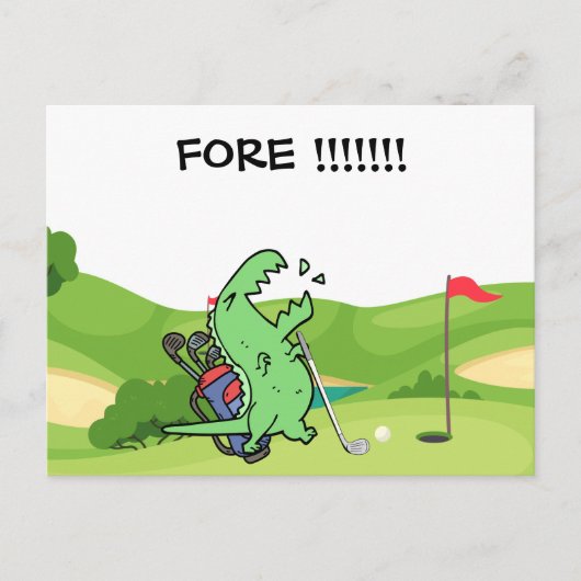 Golf Dinosaur golfende roep om grappige golfer Briefkaart (Voorkant)