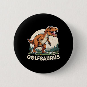 Golf dinosaurus golfer T-rex speelt golf dino golf Ronde Button 5,7 Cm