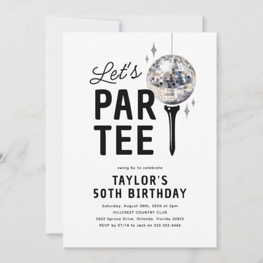 Golf Disco Adult Birthday Party Kaart (Voorkant)
