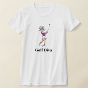 Golf Diva Grijs Haar Lady Golfer T-shirt