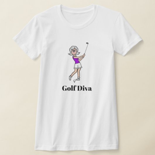 Golf Diva Grijs Haar Lady Golfer T-shirt (Laagn)